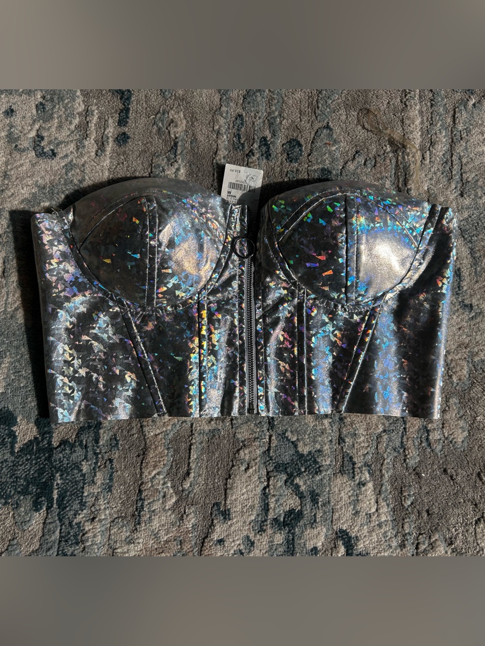 NWT Charlotte Russe Holographic “Shattered Glass” Corset/Bustier Top